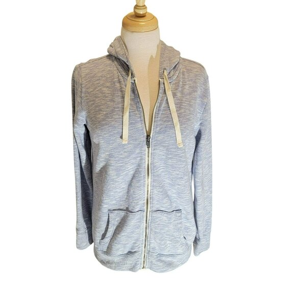 Gap Full Zip Hoodie Sweatshirt Jacket, Women M, Blue & White Heathered, EUC - Picture 2 of 12